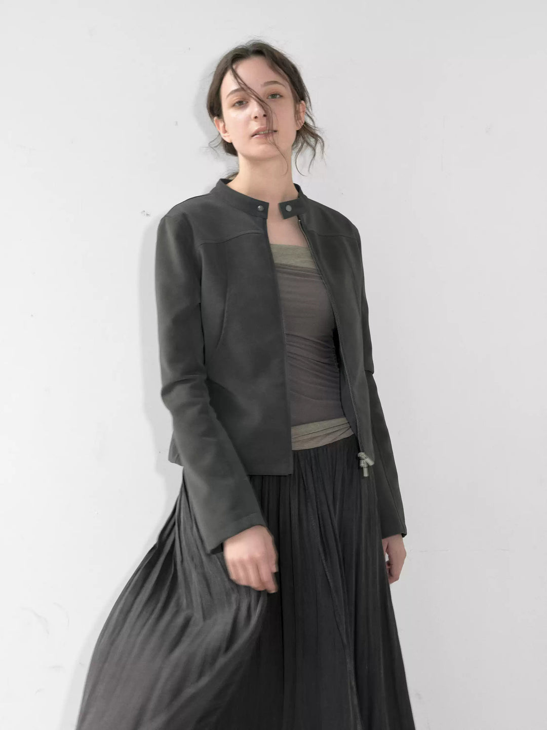 Double Zip Faux Leather Jacket