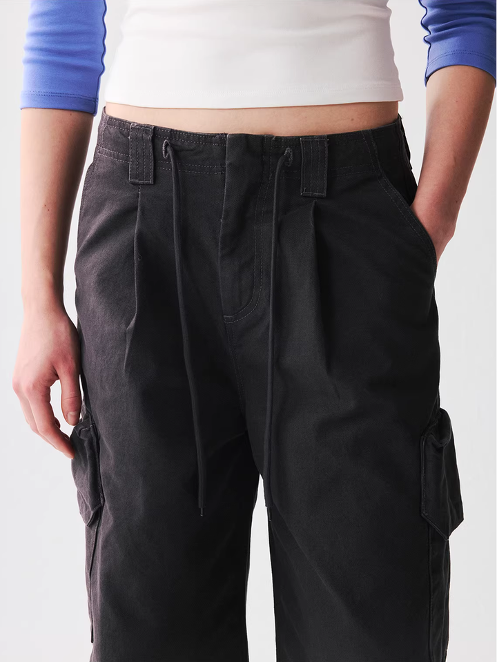 Cotton Drawstring Cargo Trousers
