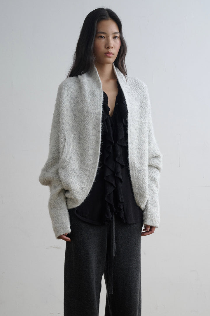 Boucle Knit Open Cardigan