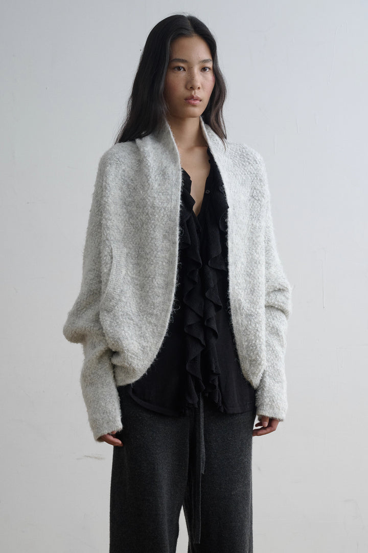 Boucle Knit Open Cardigan