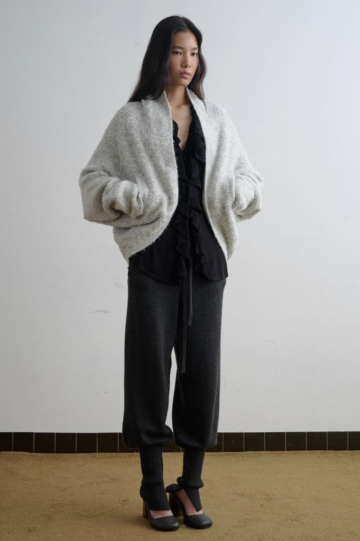 Boucle Knit Open Cardigan