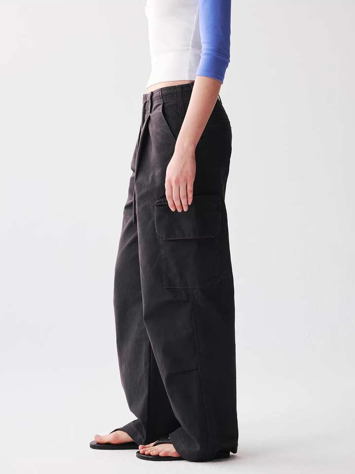 Cotton Drawstring Cargo Trousers