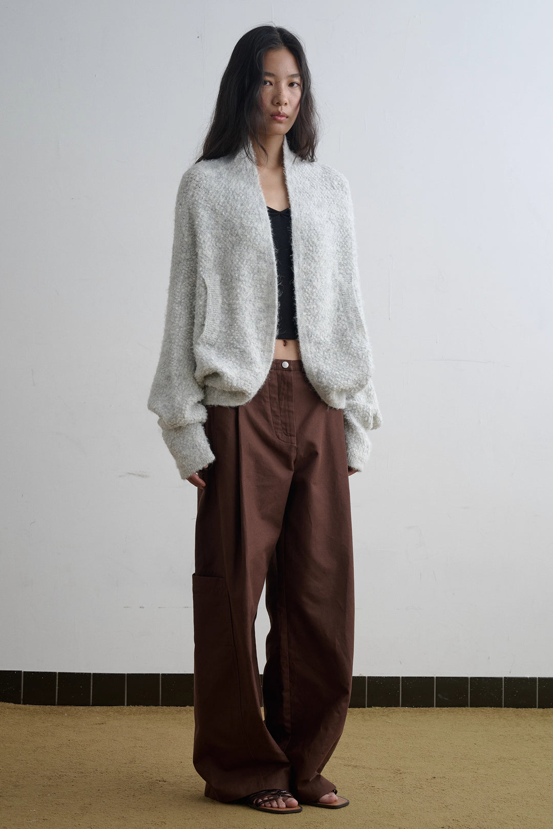 Boucle Knit Open Cardigan