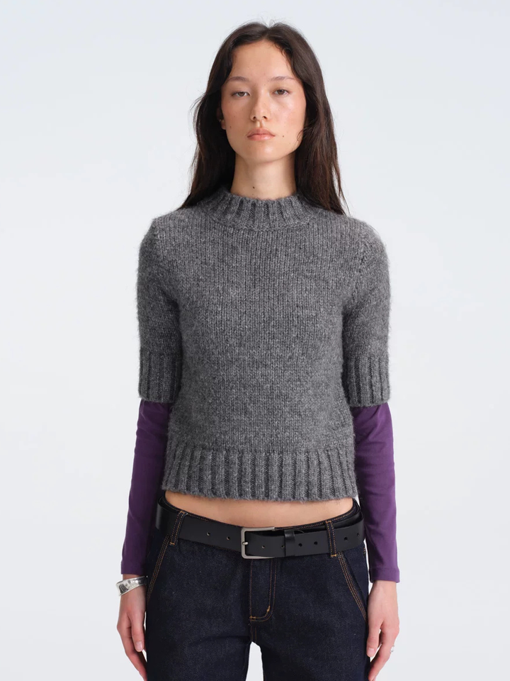 High Neck Cropped Sweater