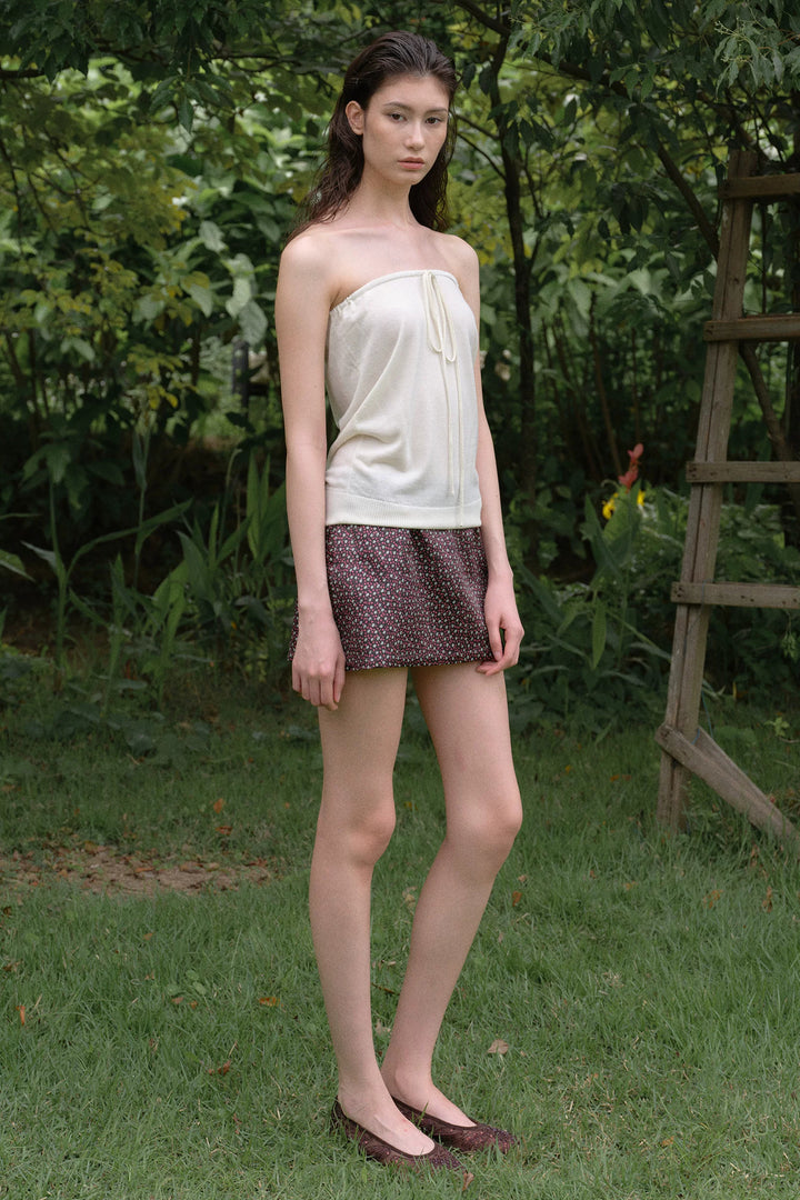 Cardigan and Tube Top Set - Cream