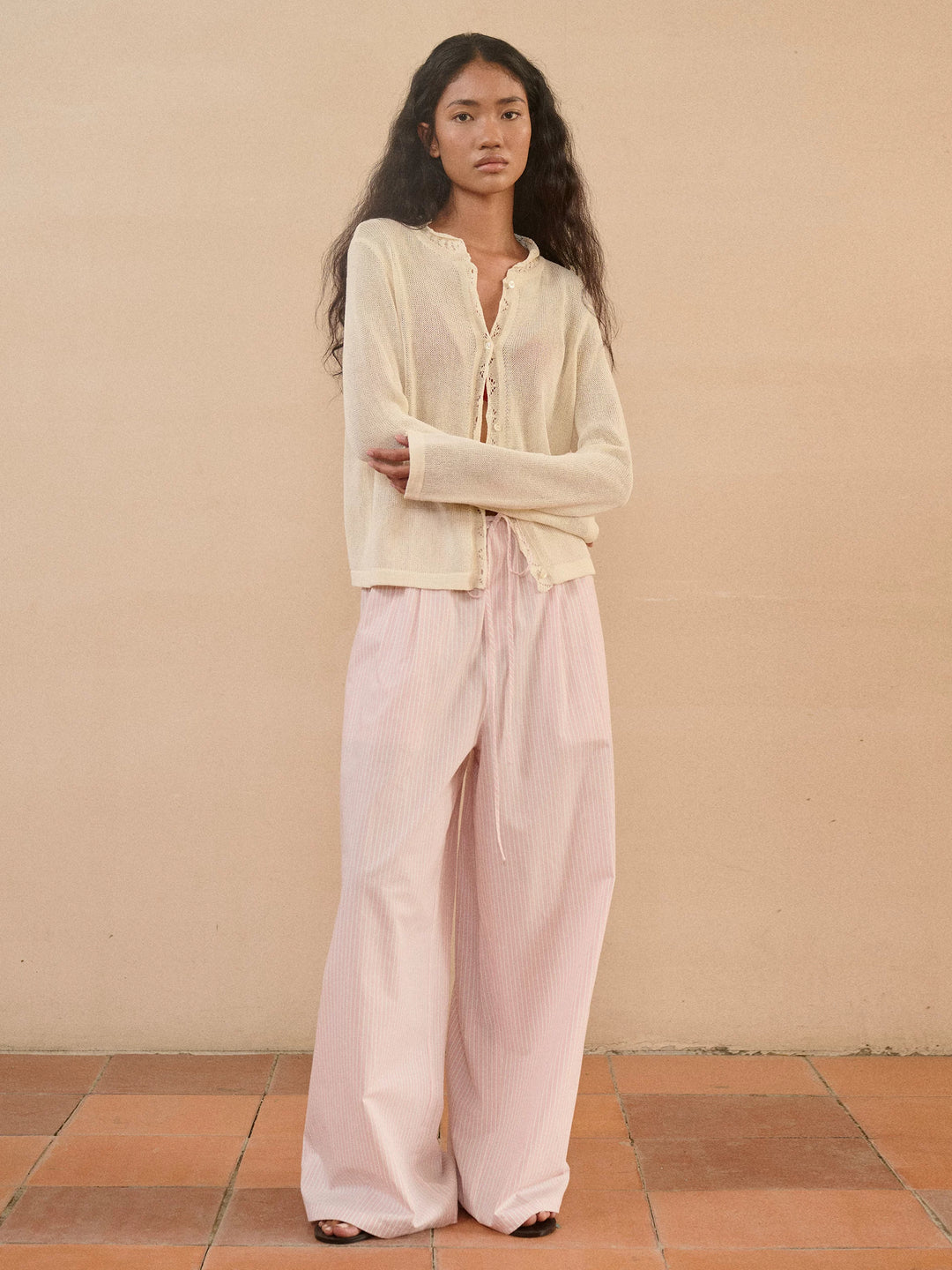 Semi-Sheer Scalloped Cardigan
