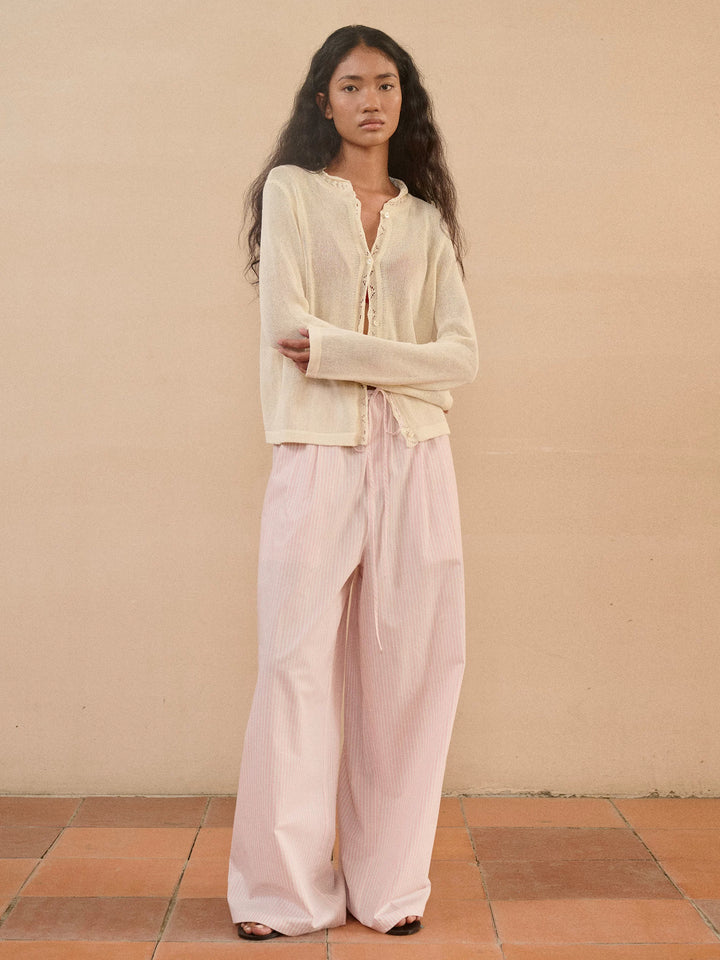 Semi-Sheer Scalloped Cardigan