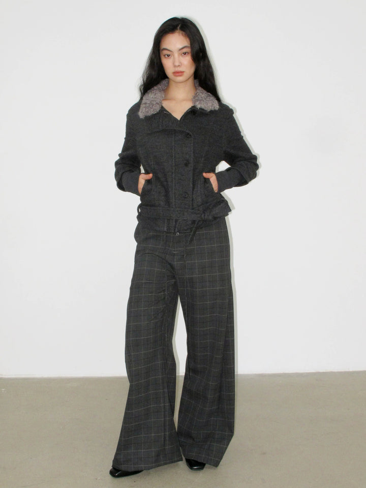 High Neck Belted Short Coat