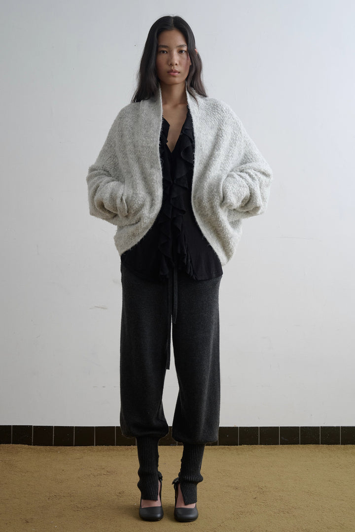 Boucle Knit Open Cardigan