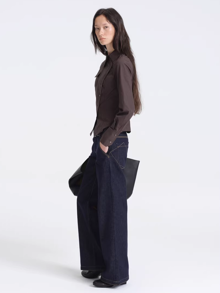 Asymmetric Button Fitted Shirt