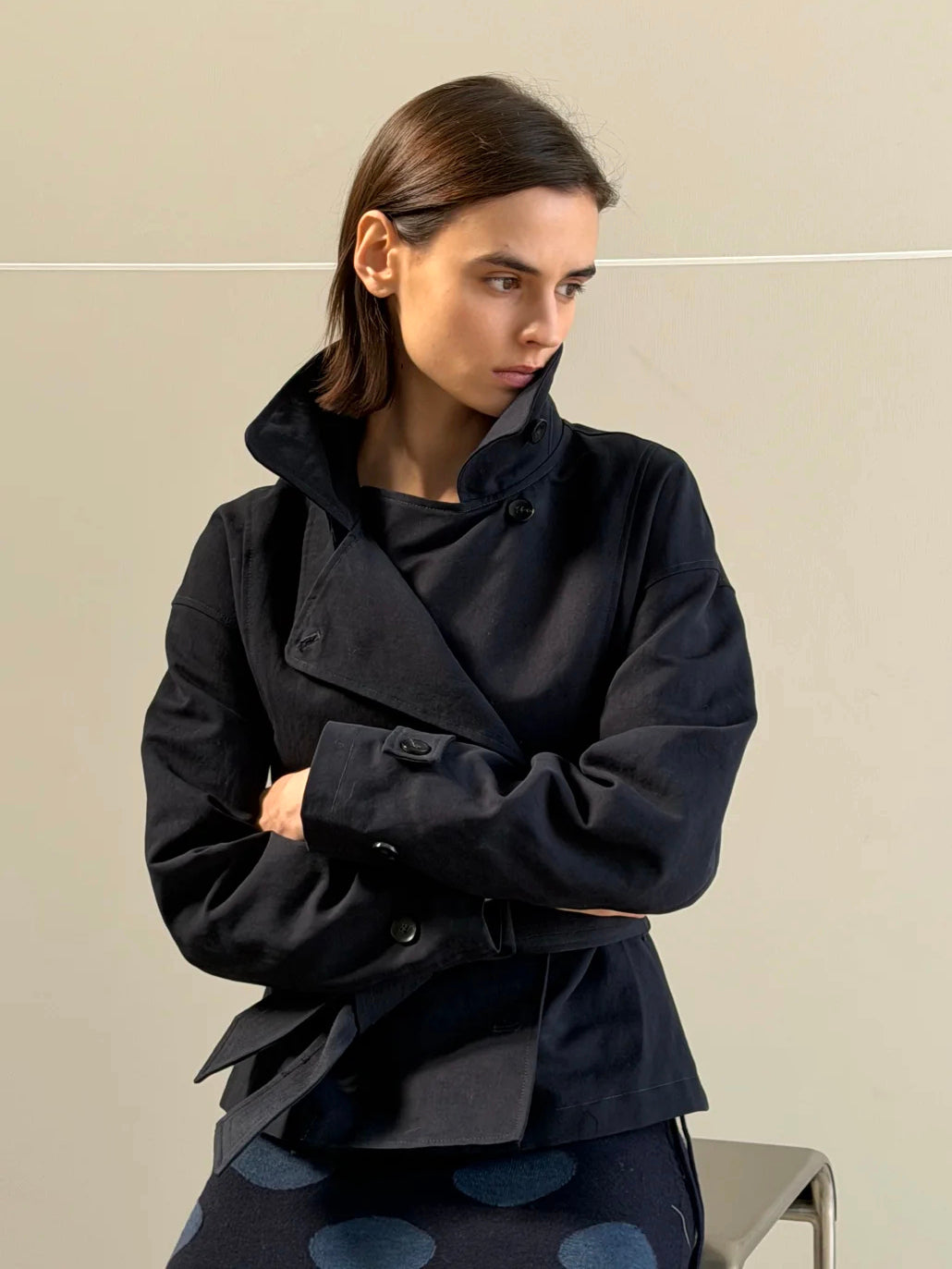 High Neck Short Trench Coat – Yujmiu