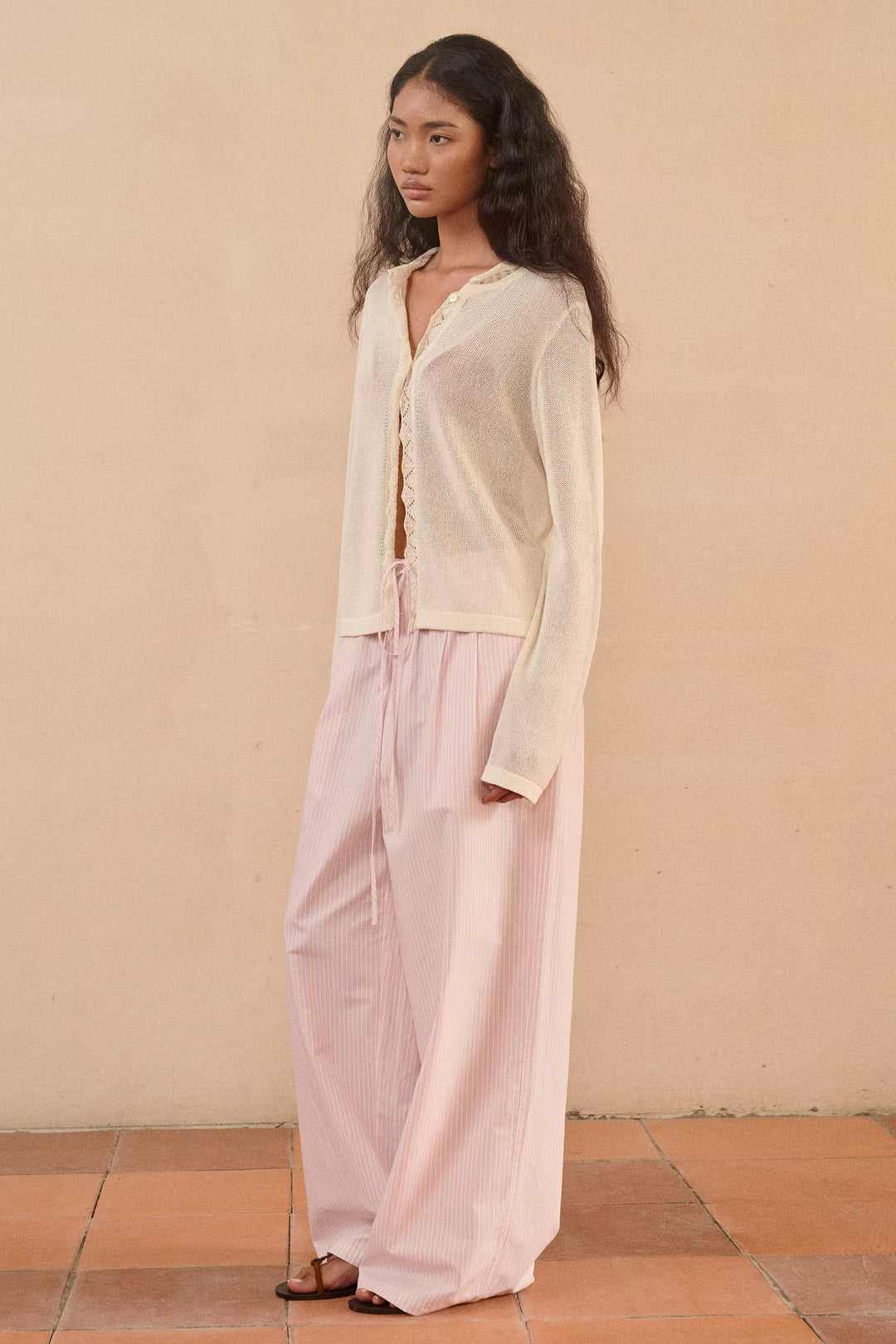 Semi-Sheer Scalloped Cardigan