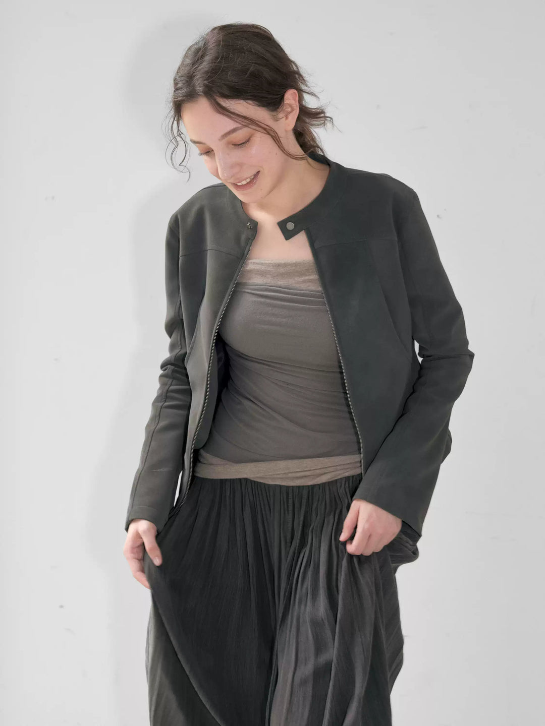 Double Zip Faux Leather Jacket