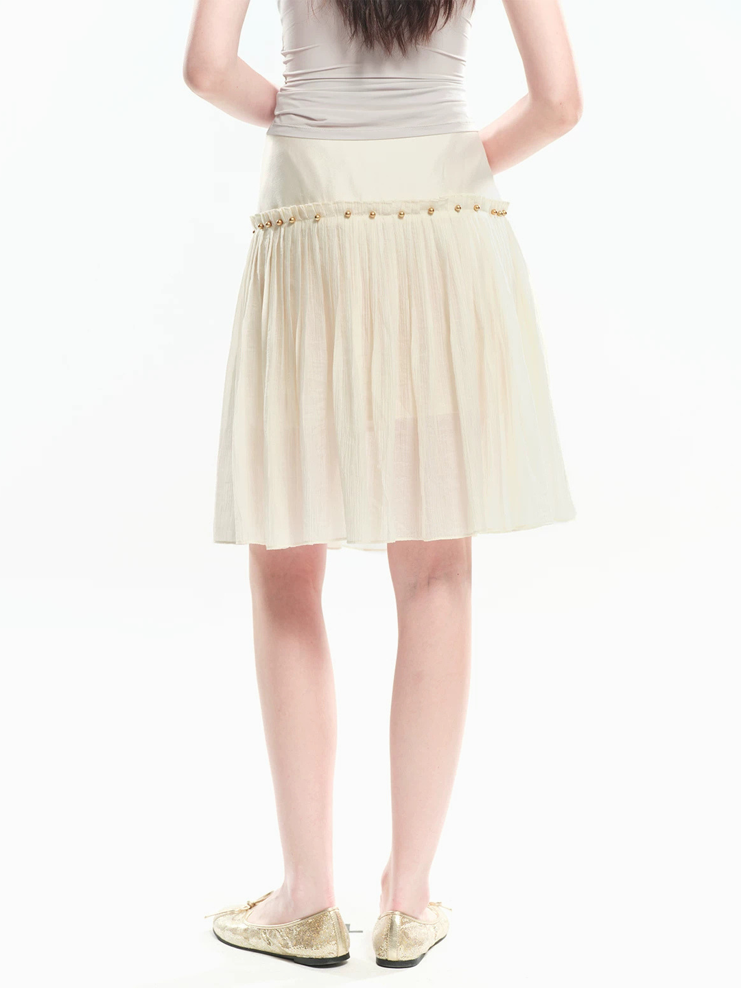 Drop Waist Pleated Skirt