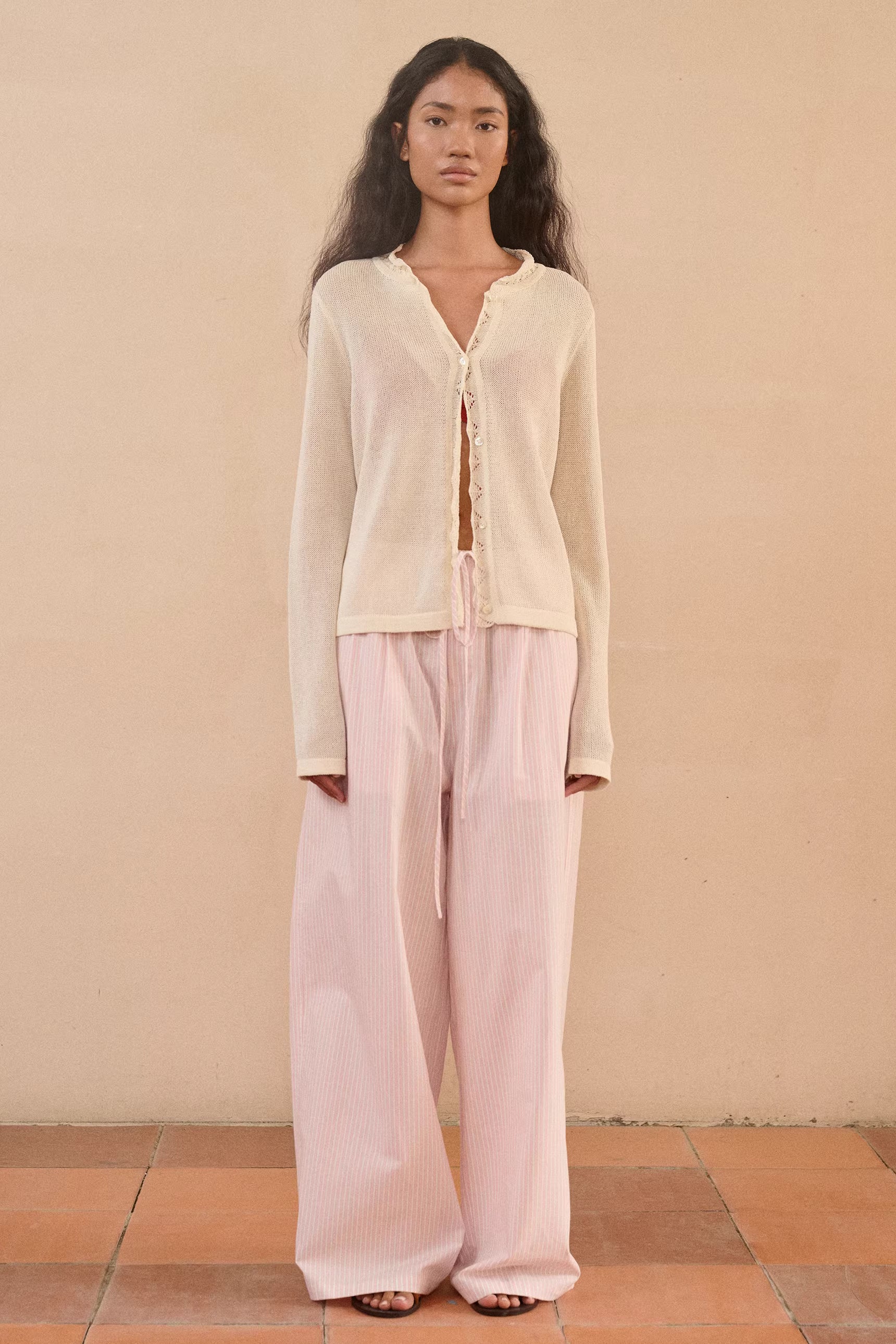 Semi-Sheer Scalloped Cardigan – Yujmiu