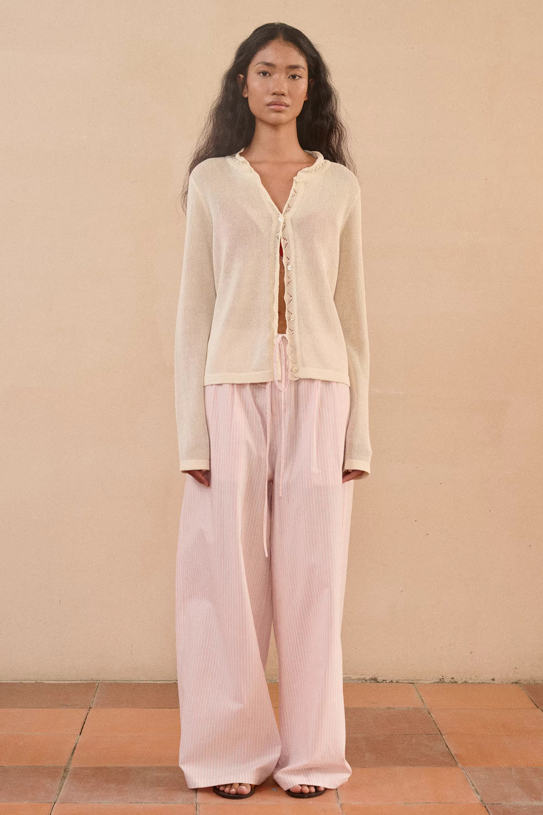 Semi-Sheer Scalloped Cardigan