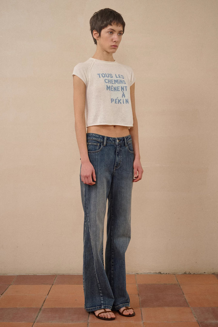 Twisted Seam Flared Jeans