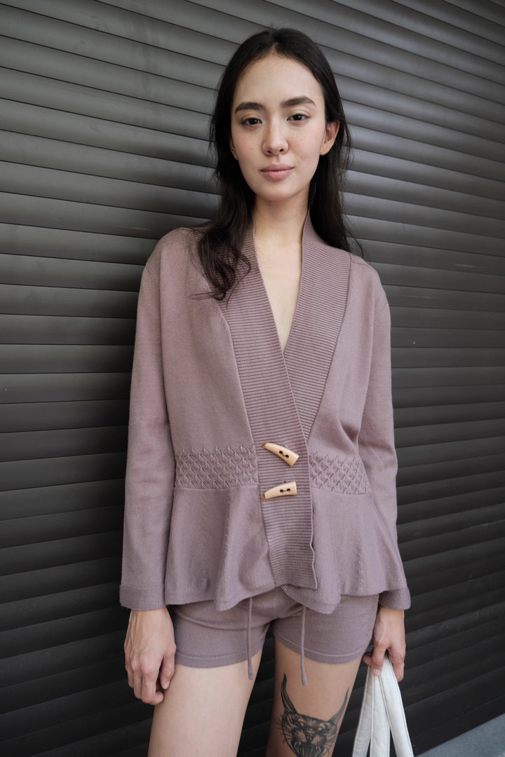 Peplum Toggle Cardigan and Shorts Set