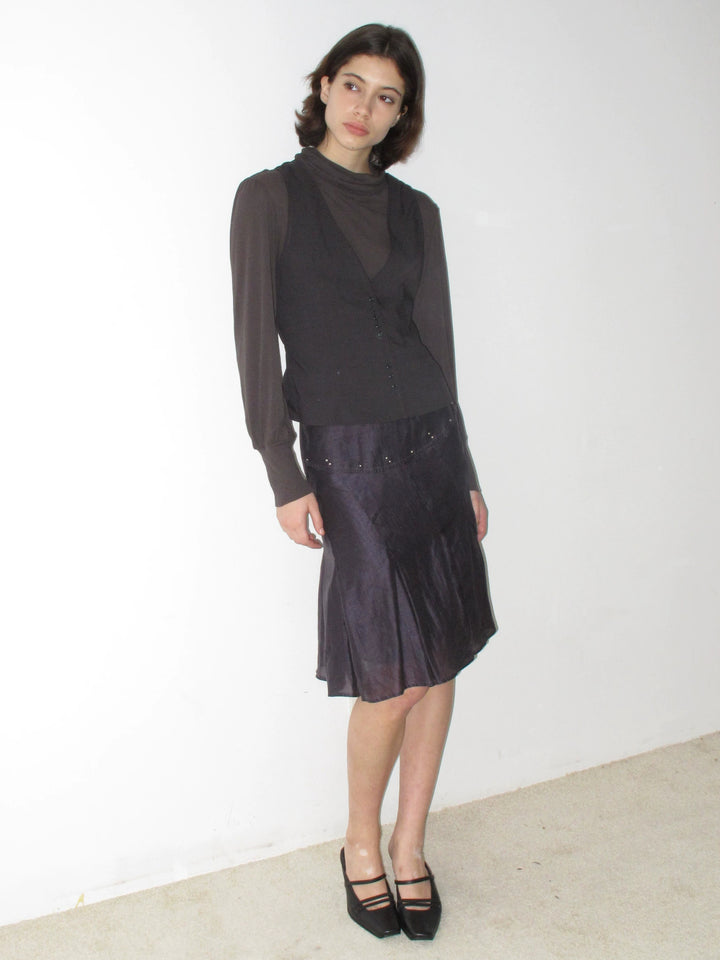 Diagonal Panel Flared Skirt