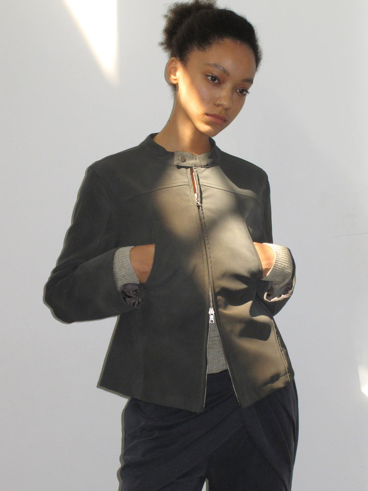 Double Zip Faux Leather Jacket