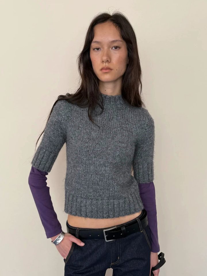 High Neck Cropped Sweater