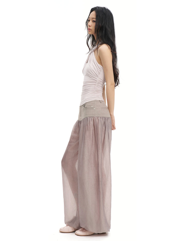 Sheer Balloon Trousers - Pink