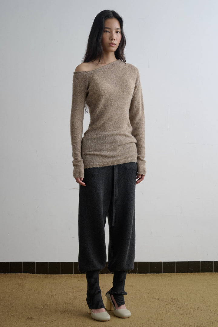 Button Detail Knit Trousers