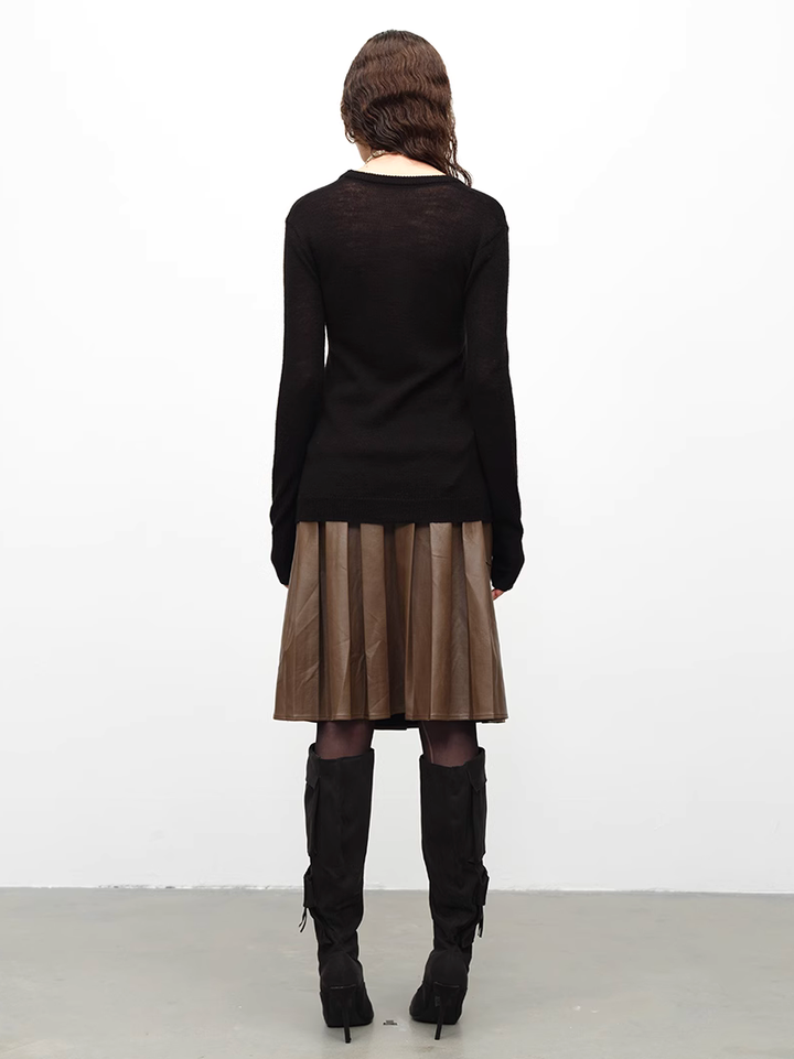 Cut Out Front Sweater - Black