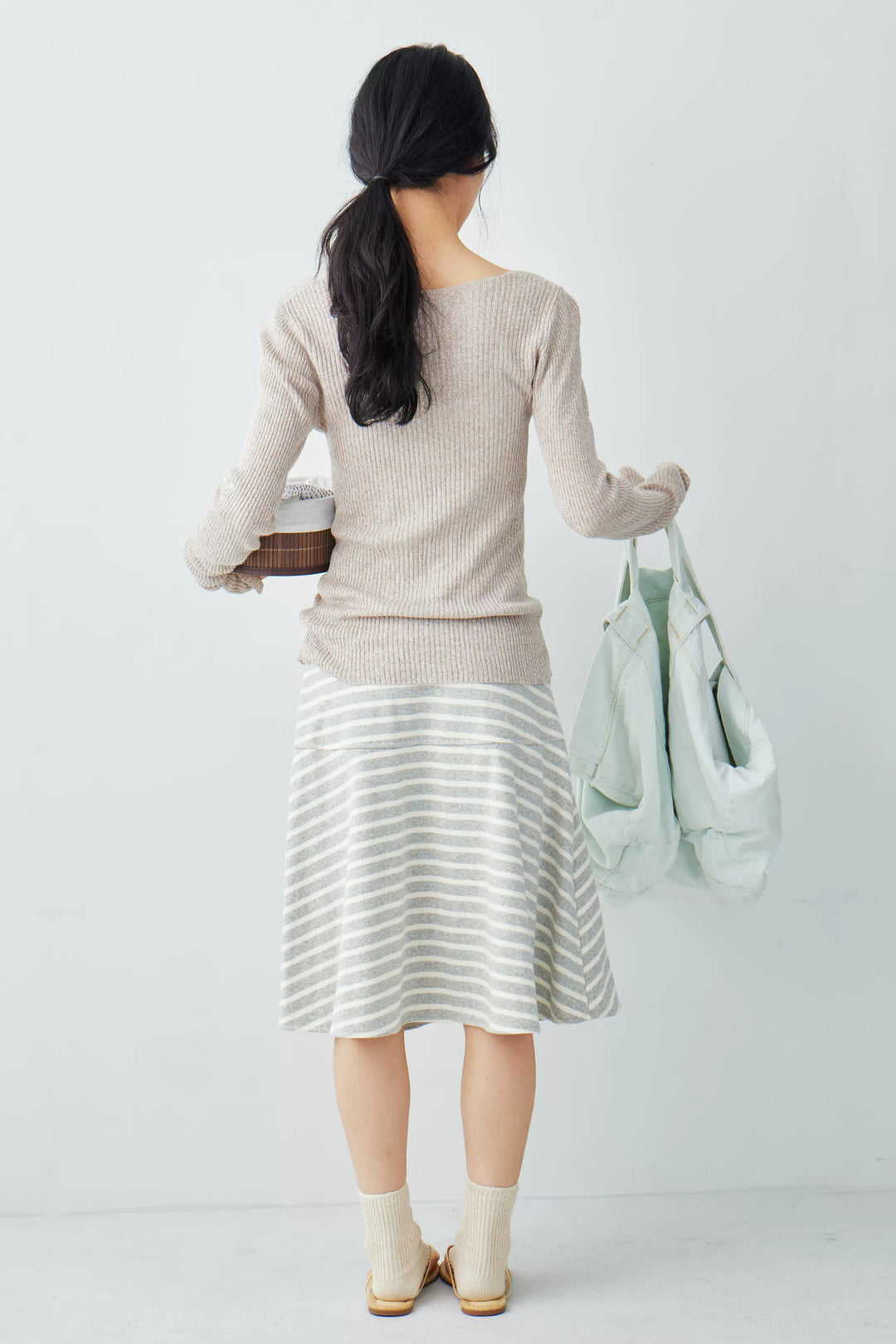 Ramie Blend Rib Knit Cardigan