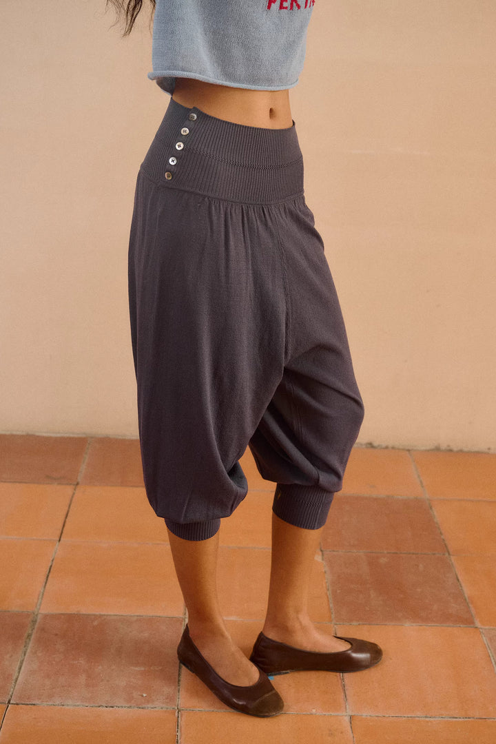 Foldover Knit Capri Trousers