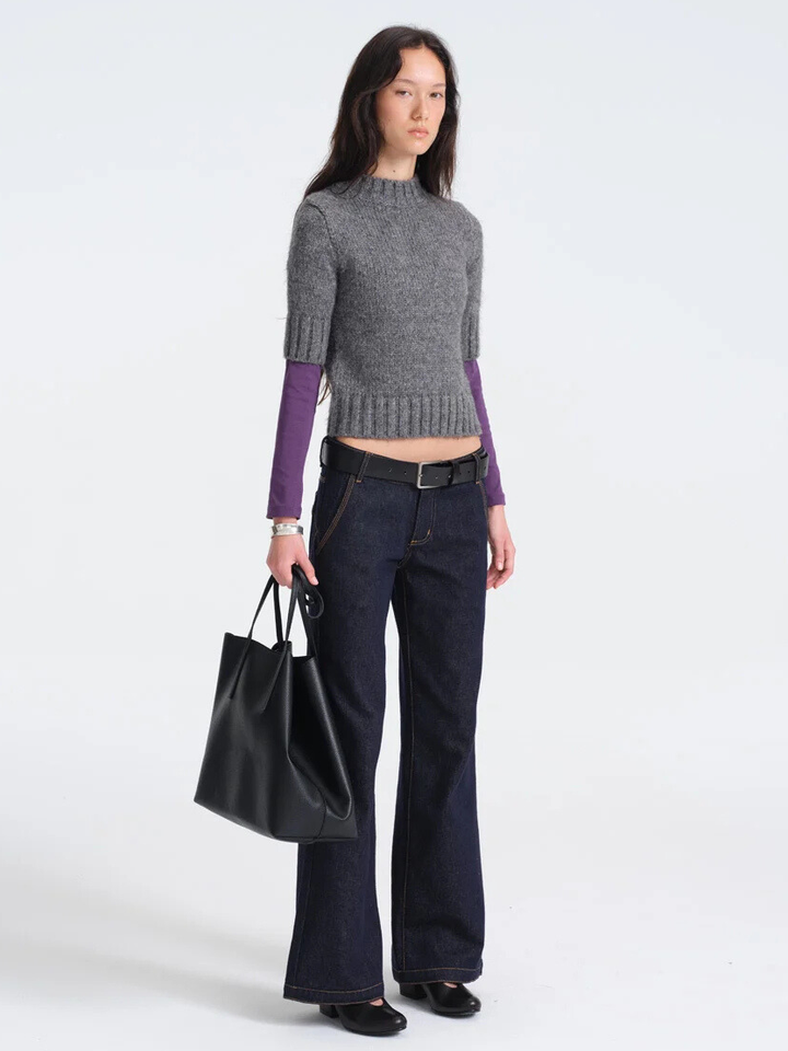 High Neck Cropped Sweater