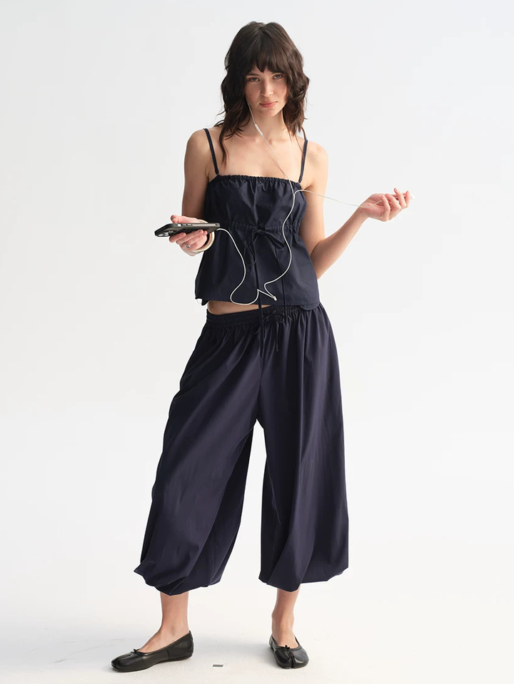 Drawstring Waist Balloon Trousers
