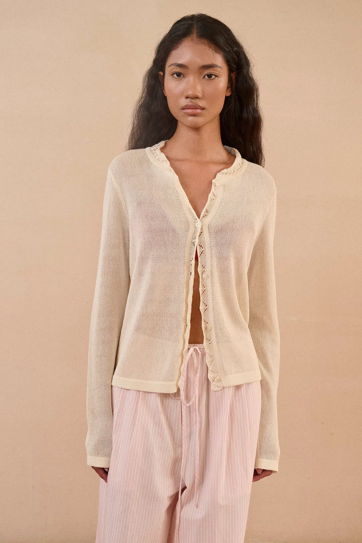 Semi-Sheer Scalloped Cardigan