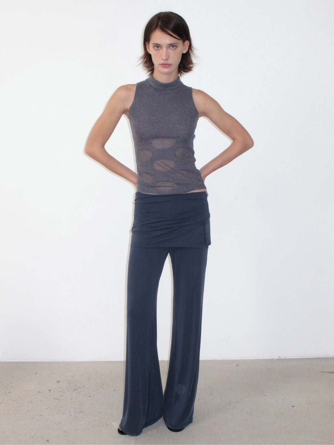 Button Detail Skirt Trousers