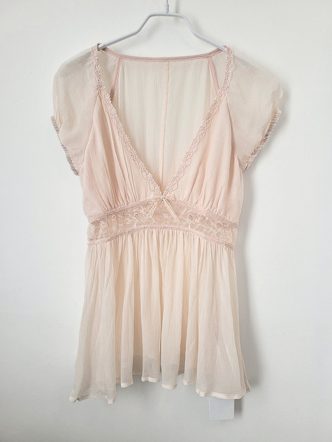 Lace Panel Sheer Blouse
