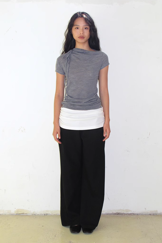 Tie Detail Wool Top