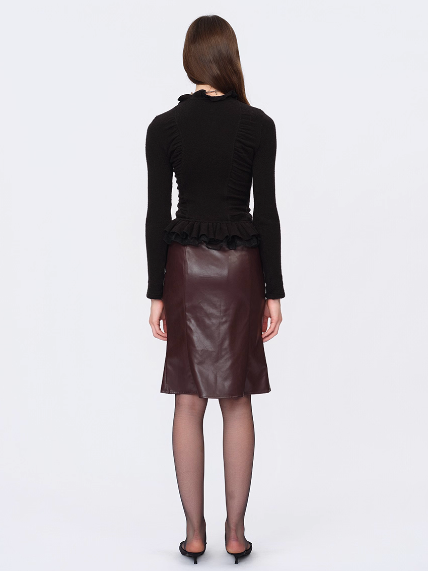 Asymmetric Cropped Ruffle Cardigan