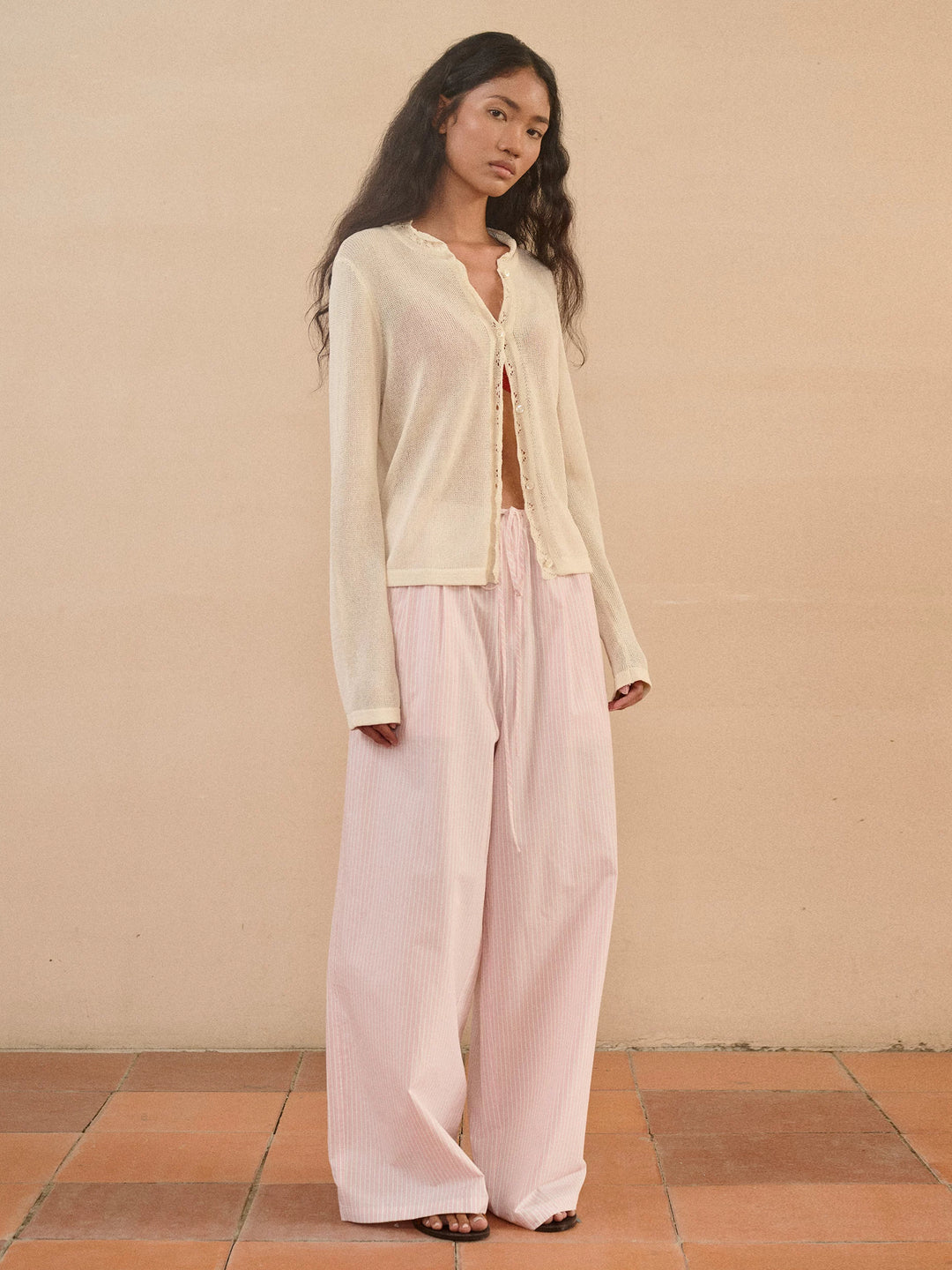 Semi-Sheer Scalloped Cardigan