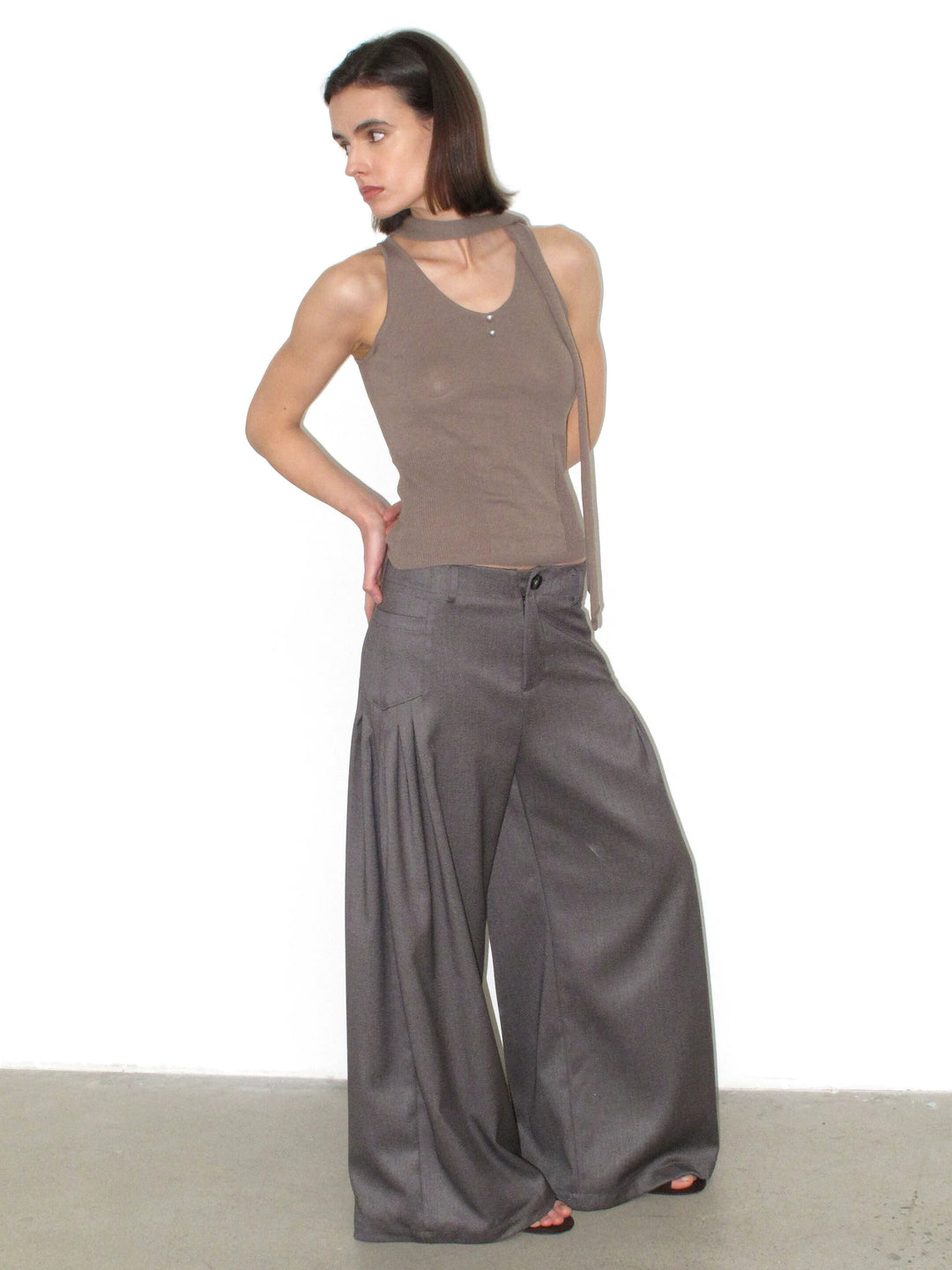 Pleated Wide Leg Trousers