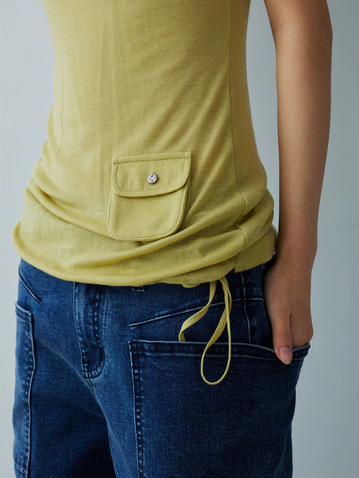 Pocket Detail Sleeveless Top