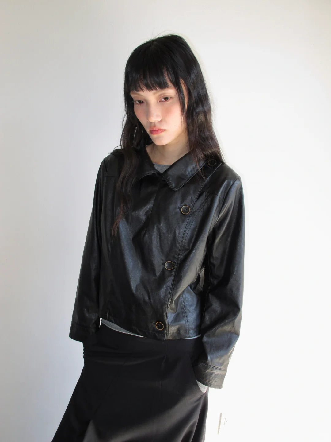 Button Up Faux Leather Jacket