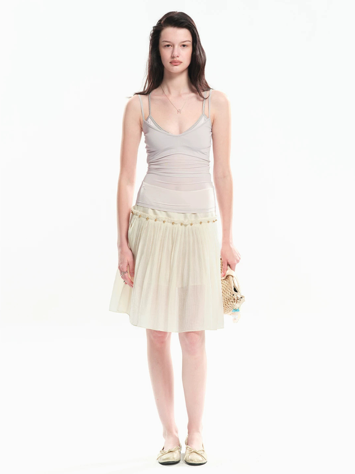 Drop Waist Pleated Skirt