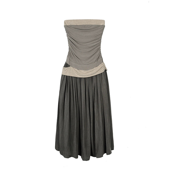 Strapless Pleated Maxi Dress