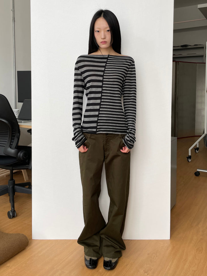 Layered Striped Mesh Top Set