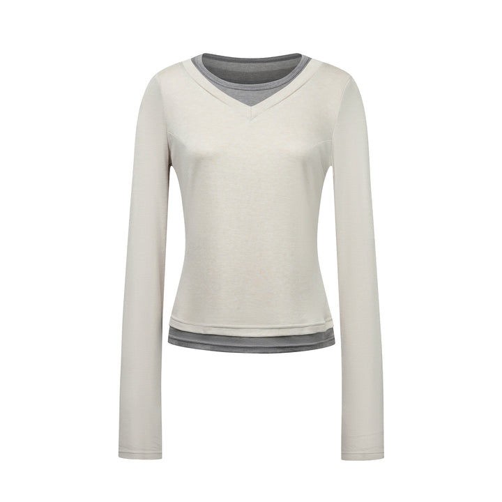 Faux Double Layer Top - Cream
