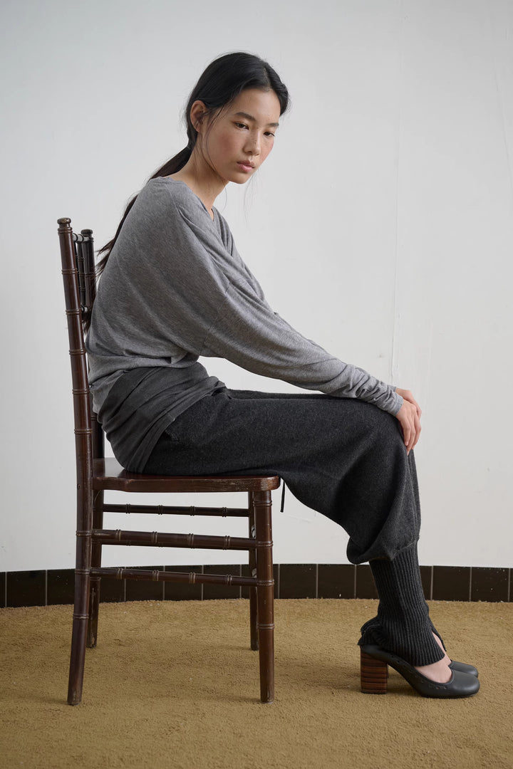 Contrast Waist Top - Grey