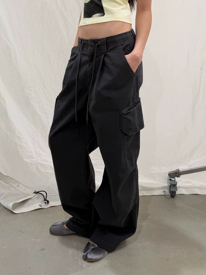 Cotton Drawstring Cargo Trousers