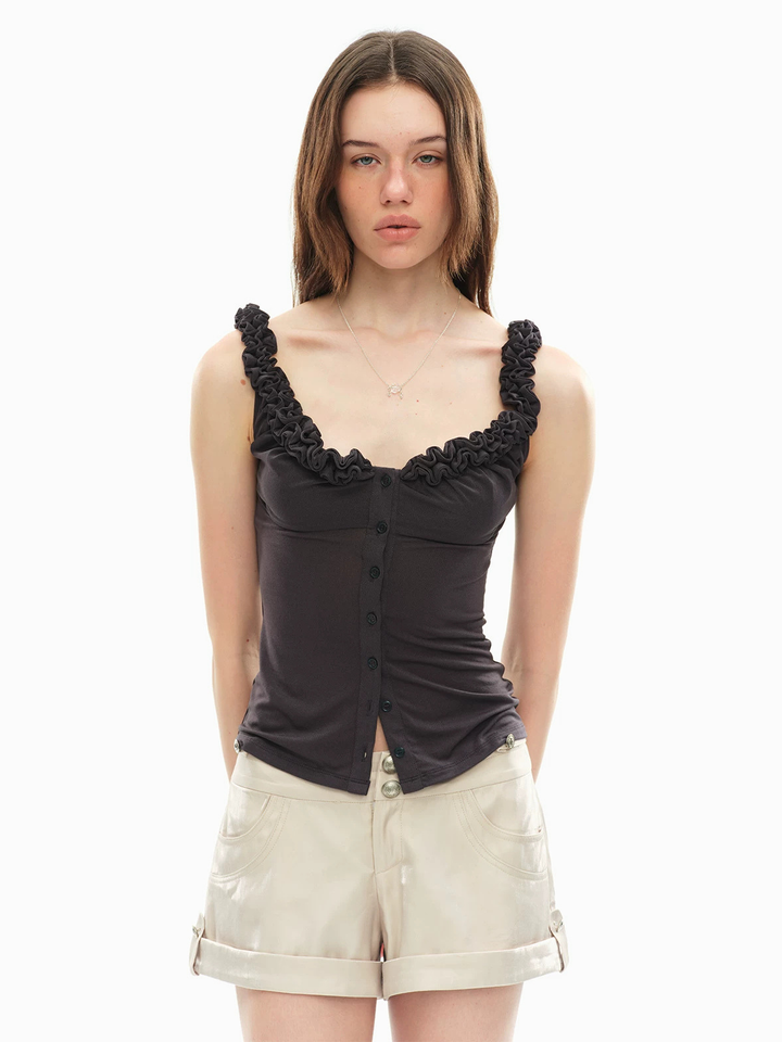 Ruffle Lace Back Top