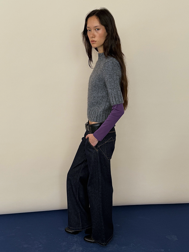 High Neck Cropped Sweater