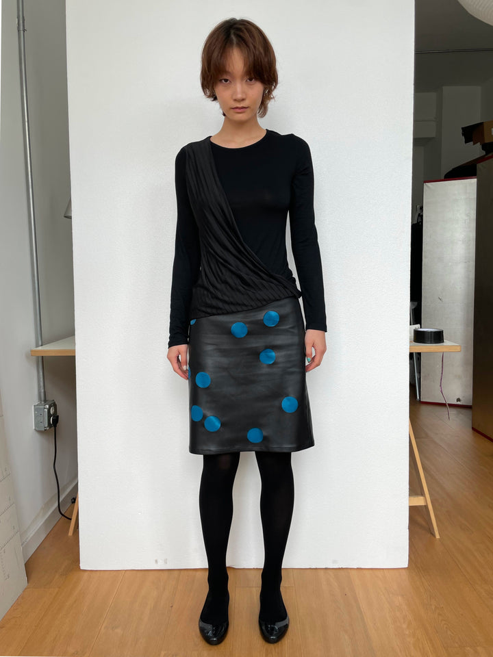 Cut Out Faux Leather Skirt